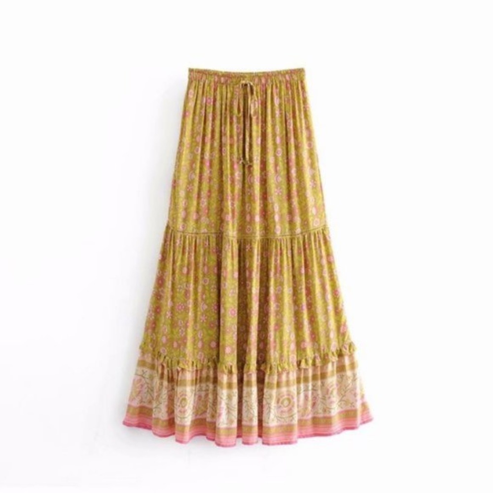 Floral Maxi boho gypsy Ruffle Skirt - Picture 2 of 4